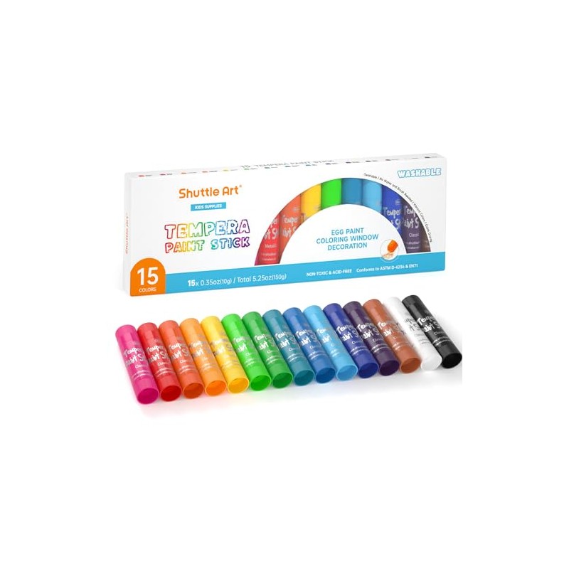 Tempera Paint Sticks, 15 Colors Solid Tempera Paint for Kids,