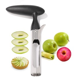 Obsoorth Small Apple Corer Tool Stainless Steel Cool Kitchen Gadgets Fruits Core Remover for Coring Pears Tomatoes Bell Peppers Fuji Honeycrisp Gala Cupcake Small Vegetables - Black
