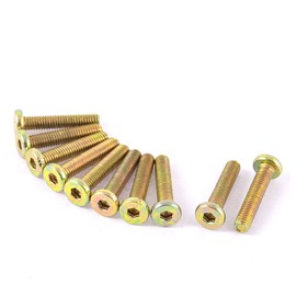 uxcell® M6 x 30mm Threaded Hex Socket Head Cap Screw Bolt Bronze Tone 10 Pcs