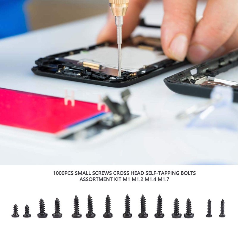 ASHATA Small Screws Assortment Kit, 1000Pcs 10 Kinds Small Multi-Purpose