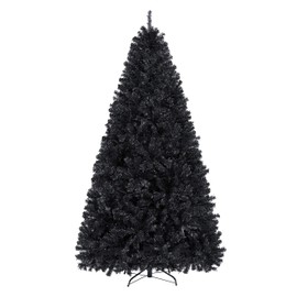 Topeakmart 7.5ft Artificial Black Holloween Christmas Tree with Foldable Stand,Xmas Tree for Holiday Decoration