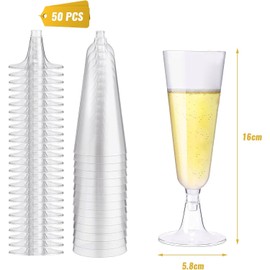 OZDEMIR 25Pcs Plastic Champagne Flutes, 160ml/5oz Reusable Prosecco Glasses, Transparent Champagne Glasses for Parties, Birthdays, Weddings