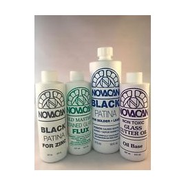 Chemical Set for Stained Glass Projects: Black Patina for Lead & Zinc & Flux + Cutter Oil