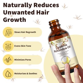 2 Packs Cyperus Rotundus Oil for Hair Removal, 100% Pure Natural Body and Facial Hair Removal for Women, Reduces Unwanted Hair Growth After Shave, Shrink Pores, Hydrates, Soothes and Repairs Skin