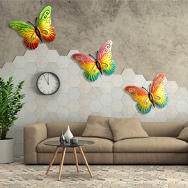 SUNNEKO 3 PCS Large Metal Butterfly Garden Ornaments Outdoor, Metal Wall Art Big Butterfly Decorations for Outside Garden Shed Fences Yard Decorations Wall Hanging