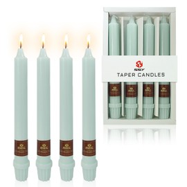 Fresh Mint Green Taper Candlesticks 8 Inch Handmade Smokeless Taper Candles 4 Pack Unscented Colored Candle for Home Wedding Dinner Holiday Party
