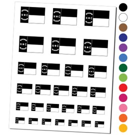 North Carolina State Flag Temporary Tattoo Water Resistant Fake Body Art Set Collection - White (One Sheet)
