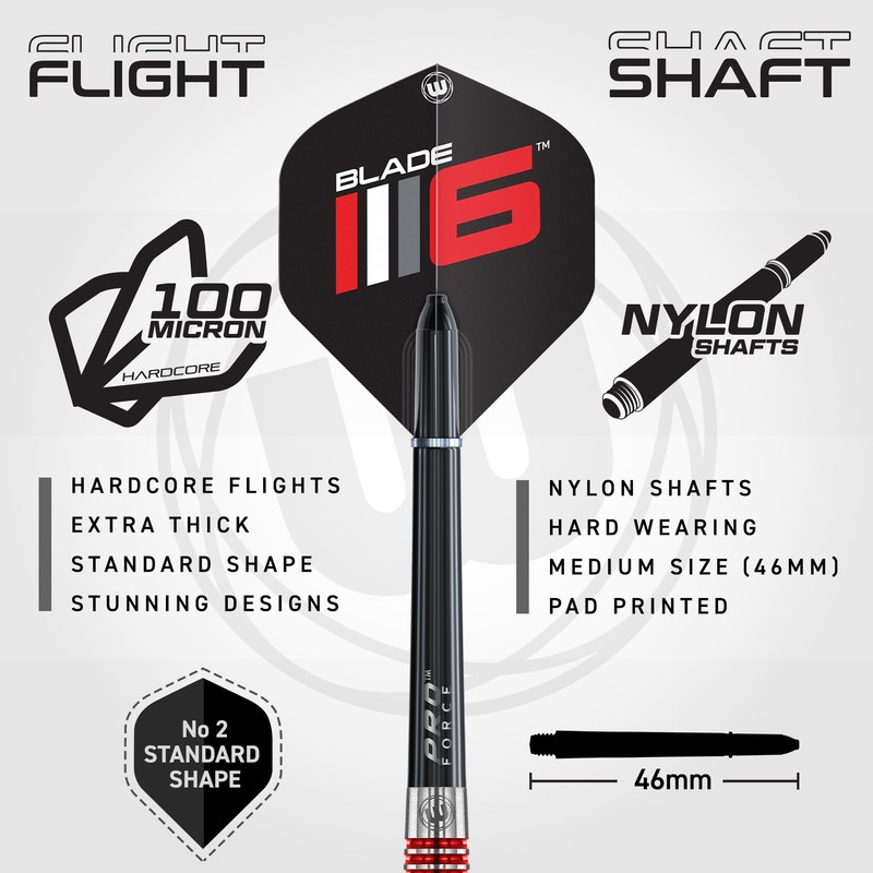 WINMAU Advance 500 Series Red 22g Darts with Dart Flights