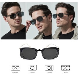 UpaClaire Polarized Clip On Sunglasses UV Protection and Real Optical TAC Lens for Men and Women Medium Black, Black to fold up