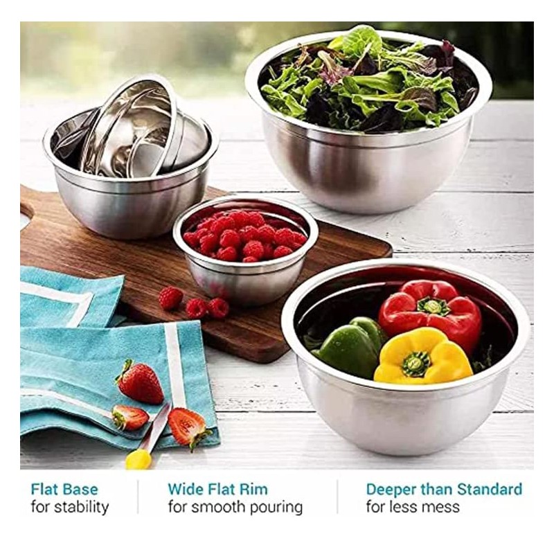 U HOME Deep Professional Quality Stainless Steel Mixing Bowl for