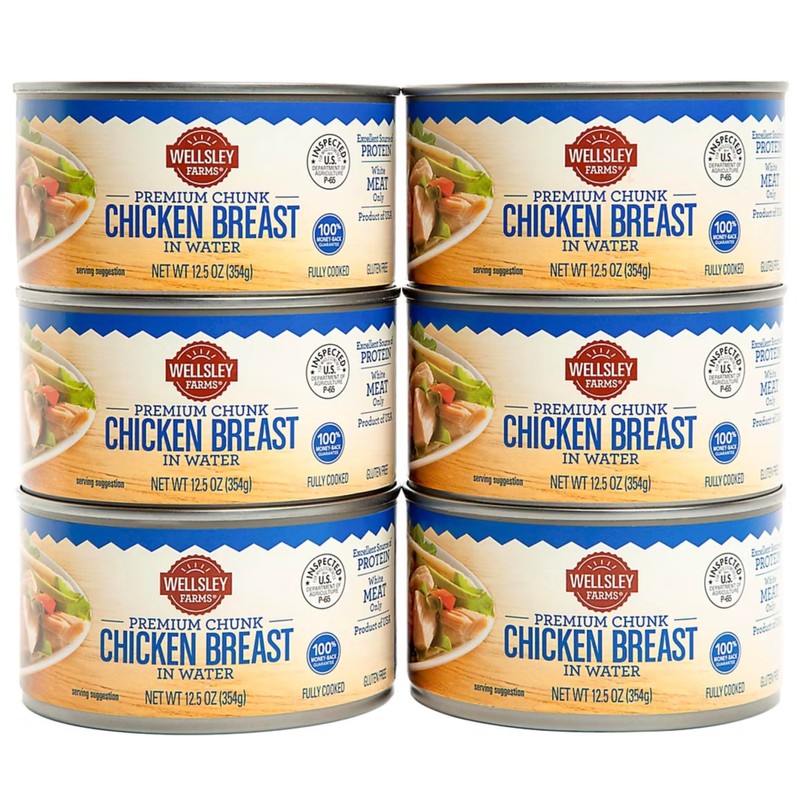 Welsley Farms Premium Chunk Chicken Breast in Water, 6 ct./12.5