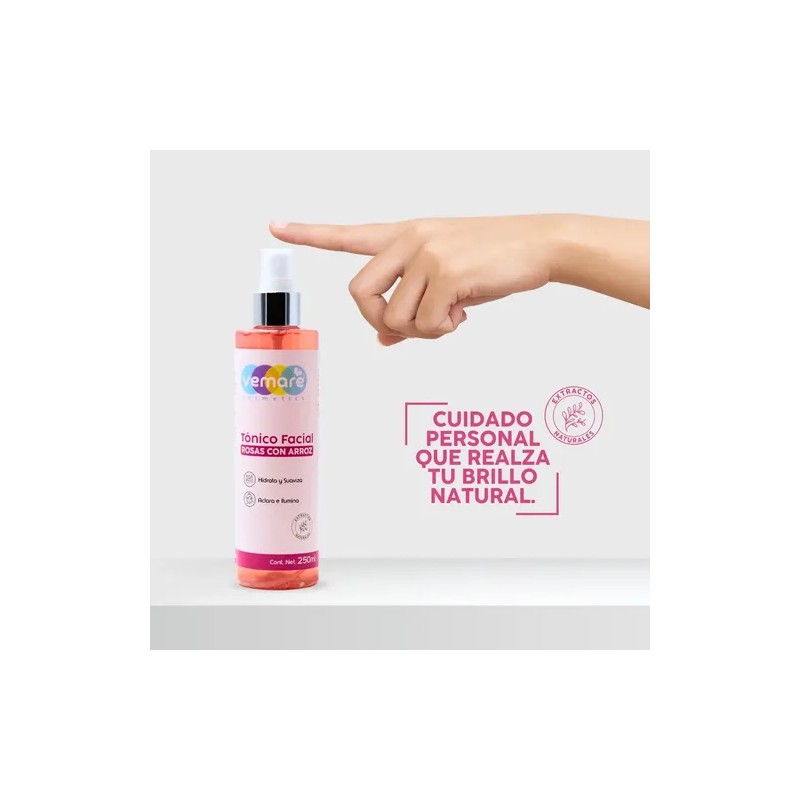 Tónico Facial De Rosas Con Arroz Vemare Equilibra 250 Ml