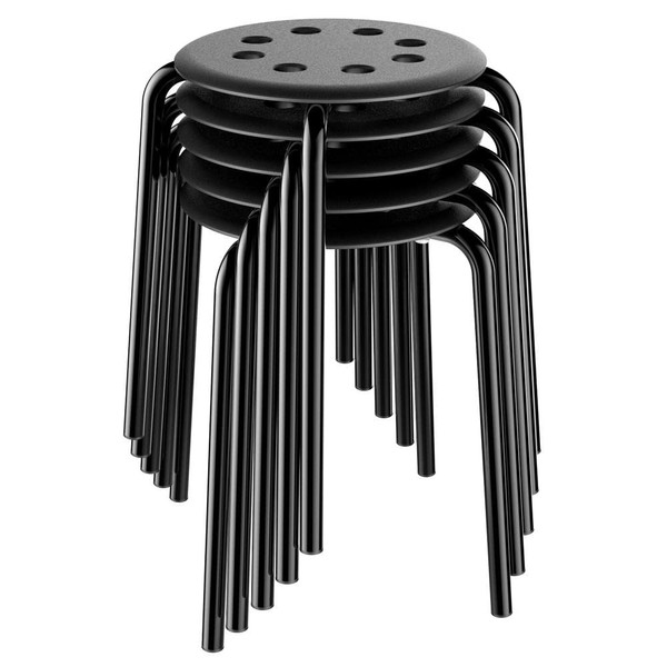 Yaheetech 17.3in Height Portable Plastic Stools Backless Round Top Kitchen Home, Garden & Living Pack of 5 Black