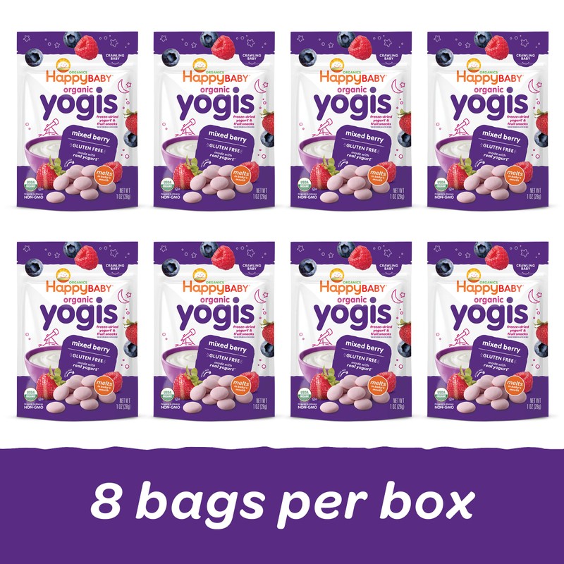 Happy Baby Organic Yogis Freeze-Dried Yogurt & Fruit Snacks, Mixed