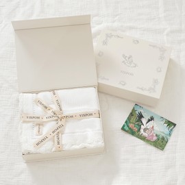 YIXPOH 100% Organic Cotton Baby Blanket Knitted Softer Receiving Swaddle Warm Cozy Cuddle Crib Blanket for Newborns Infants Toddlers Boy and Girls White