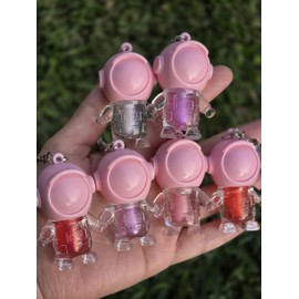 Glam Lux 56 Bundle Set of 6 Cute Astronaut Keychain Lip Gloss Shimmer Glitter Long Lasting Non-Sticky Lipgloss Sets for Girls, Teens, Women Novelty Party Favors Ages 3+