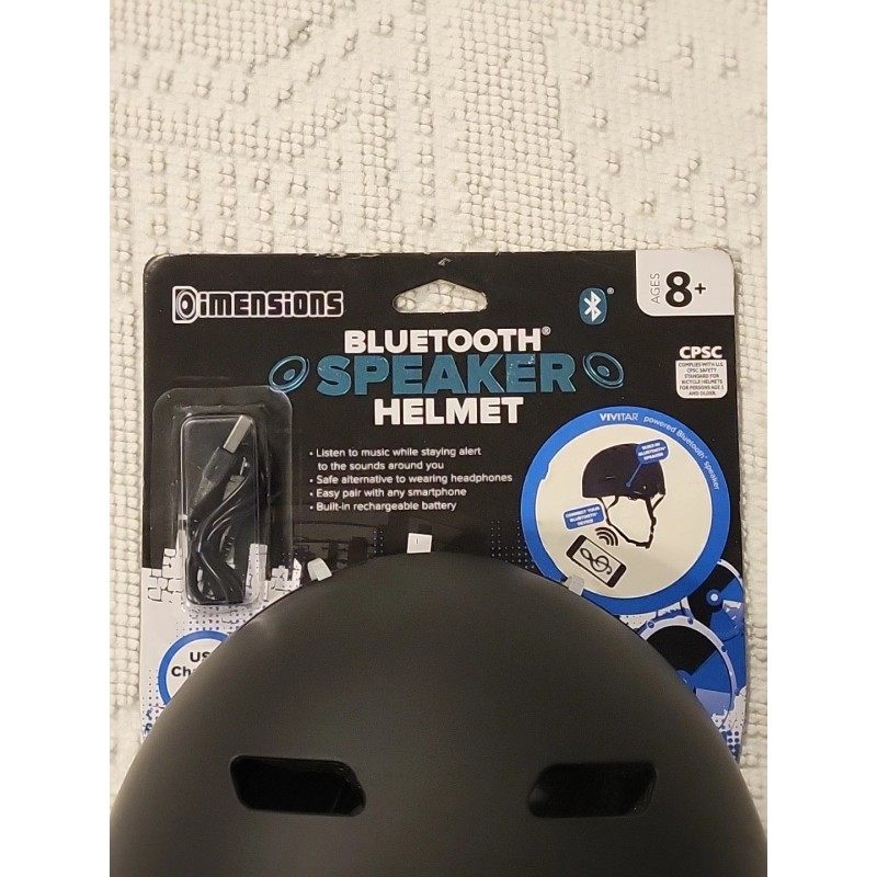 Dimensions Bluetooth Speaker Bike Bicycle Helmet Black Ages 8+ USB