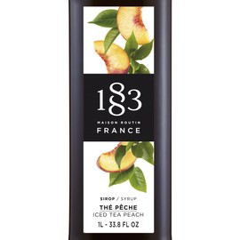 1883 Iced Tea Peach Syrup for Drinks, Made in France, 1 Liter Glass Bottle