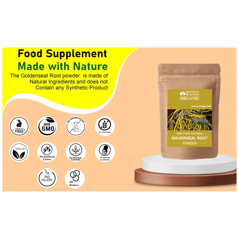 Blessfull Healing Organic Goldenseal Root Powder 100% Pure Natural 200