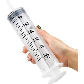 300ml Large Syringe with 100cm Tube for Oil Fluid Suction, Nutrient Measuring, Watering Experiments Industrial, Individually Sealed Packaging