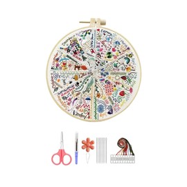 Hzkokon Embroidery Kit for Beginners Adults Practice of All Season Hand Embroidery Kit Includes Stamped Flower Pattern, 7.8-Inch Hoop, Color Threads,Tools & Follow Instruction DIY Hand Gift for Adults