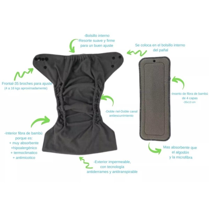 Babybamboo 5 Pañales Ecológicos Bambú + 5 Insertos De Fibra