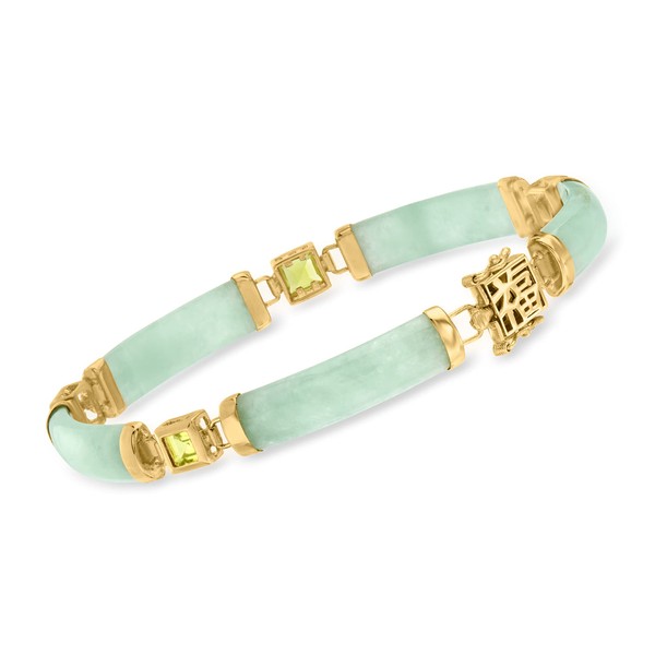 Ross-Simons Jade and 1.50 ct. t.w. Peridot Good Fortune Bracelet