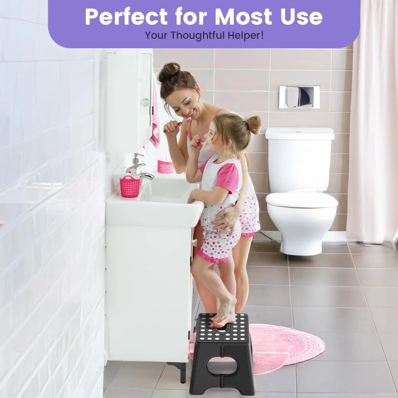 HBTower Folding Step Stool 9 Inch - Holds 600 lb,