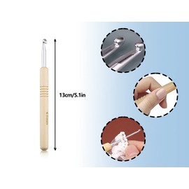 KAPSING Crochet Hook Set Wood 9 Pieces Crochet Hook 2.0 mm - 6.0 mm Crochet Hooks Metal Crochet Set for Beginners Children and Arthritic Hands