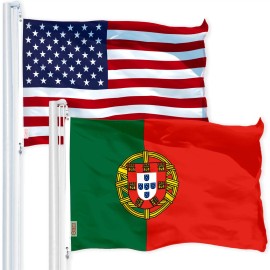 UD_G128 Combo Pack: USA American Flag 3x5 Ft 150D Printed Stars & Portugal (Portugese) Flag 3x5 Ft 150D Printed