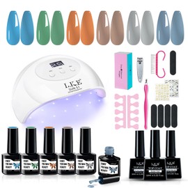 LKE Gel Nail Polish Kit with U V Light Starter Kit, 72W UV LED Nail Lamp 6 Colors