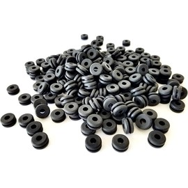 Pack of 100 Rubber Grommets 3/16" Inside Diameter - 1/16" Groove - Fits 5/16" Drill Holes. Ideal for Sealing, DIY Projects, Wire Protection, and Cable Management
