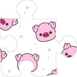 Cute Adorable Kawaii Piggy Piglet Design Cartoon Vinyl Sticker (Puzzle Piece, 2" Wide)