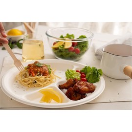 PACK OF 25 - 11" 4 COMPARTMENT STRONG DISPOSABLE PLATES Biodegradable Dinner Plates Ecofriendly Party Plates USED for HOT & COLD Foods Ideal for Parties, Christmas Party Home Birthday Party Plates