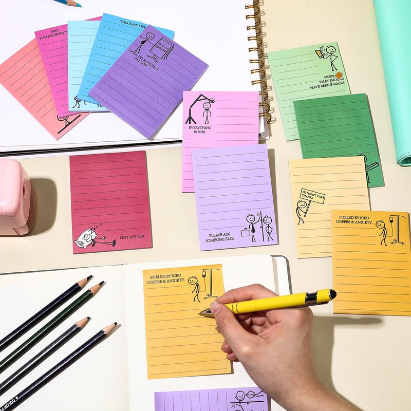 Saypacck 12 Pcs Funny Sticky Notes for Work 4x3 Inches