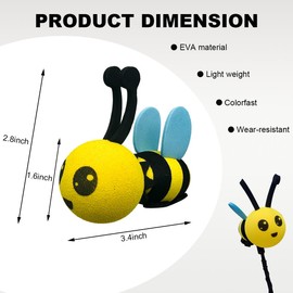 KVAEY Car Antenna Toppers, Automotive Roof Bee Antenna Balls Decoration Car Aerial Toppers, EVA Honey Bee Antenna Decorative Balls for Car Truck and SUV, Universal Car Accessories (Blue, Big Eyes)