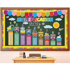 gisgfim Colorful Multiplication Chart Elementary Bulletin Board Decorations Set Math Kindergarten Classroom Paper Cutouts Numbers Times Table Bulletin Board Decor for Back to School Chalkboard Wall