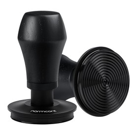 Normcore 58.5mm Espresso Coffee Tamper V4 - Spring Loaded Tamper With Titanium PVD Coating Ripple Base -15lb / 25lb / 30lbs Replacement Springs, Genuine Black Oak Wood Handle