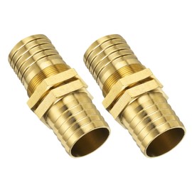 sourcing map 2 Pcs Brass Hose Barb Fitting Straight Connector Coupler, 1" ID Brass Fitting Air Hose Fittings 2.56" x 1.18"(LxW) for Connecting Water Fuel Air, Oil Hoses