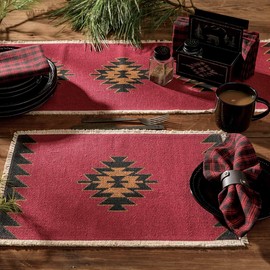 Park Designs Reusable Black Bear Red Dawn Table Runner, 13" x 36" Rectangular Decorative Fringe Dinner Mat for Lodge Country Kitchen Table Decor or Rustic Farmhouse Dining Room Decoration