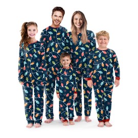 SUNNYBUY Matching Family Christmas Pajamas Set Holiday Jammies Xmas PJS for Women Men Couple and Teens, Christmas Lights, Men 3XL