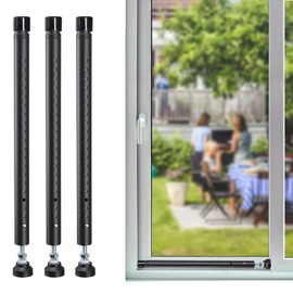 Sliding Door Security Bar, 3 Pack 18-50" Adjustable Window Security Bars with Rubber Tips, Heavy Duty Door Jammer, Window Bars Security Inside, Window Lock Bar for Home Apartment Travel Patio (Black)