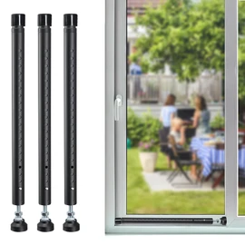Sliding Door Security Bar, 3 Pack 18"-50" Adjustable Window Security Bars with Rubber Tips, Heavy Duty Door Jammer, Window Bars Security Inside, Window Lock Bar for Home Apartment Travel Patio (Black)