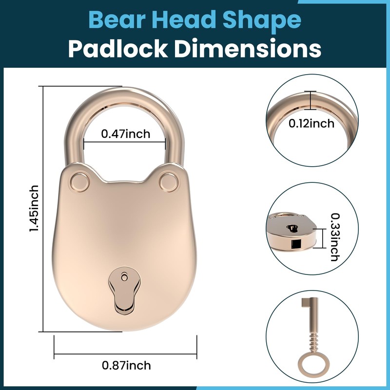 SDTC Tech 2pcs Mini Antique Padlock Retro Vintage Style Bear