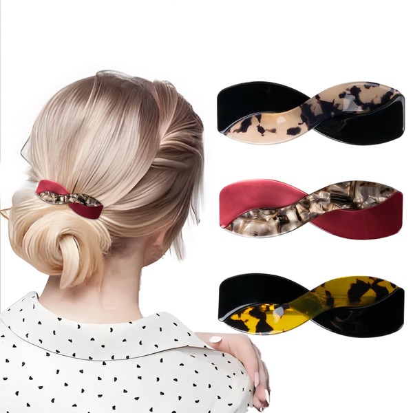 Dalababa 3 Pack Women Acetate French Vintage Feather Clip Hair Accessories for Women Girls Thick Hair