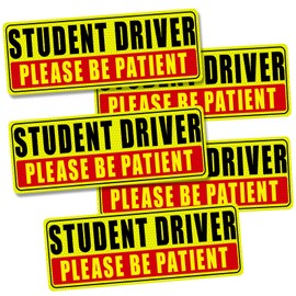 Sukh 5 Pcs Student Driver Magnet for Car - Be Patient Student Driver Magnet Boys and Girls New Student Driver Sticker Safety Warning Reflective Signs Reusable Movable