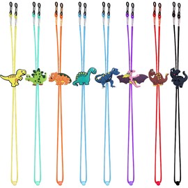 ZXSWEET 8 PCS Kids Glasses Strap Adjustable Dinosaur Anti-Slip Eyeglass Straps for Boys