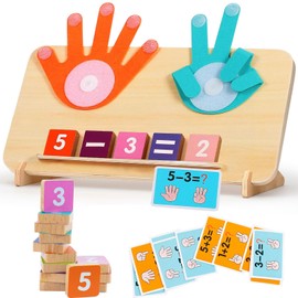 Wooden Maths Toy, Numbers Learning for Children, Finger Counting Maths Toy, Counting Educational Preschool Games, Montessori Maths Toy for Children from 3 4 5 6 Years Boys Girls