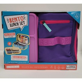 Bento 2 Ways to Carry Insulated Expand Lunch Set Box w/ Bento Food Container - PURPLE