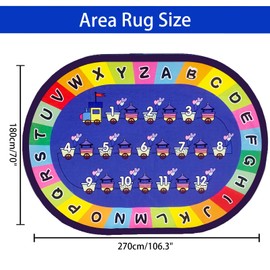 USTIDE Large Oval Educational Kids Rug 6'X9',ABC Alphabet Letters Numbers Train Educational & Fun Play Mat Non-Slip Learning Area Rug Area Rug for Bedroom Playroom Classroom Decor